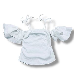 White House Black Market Ruffle Cold Shoulder Blouse 4 Soft Boho Chic Core